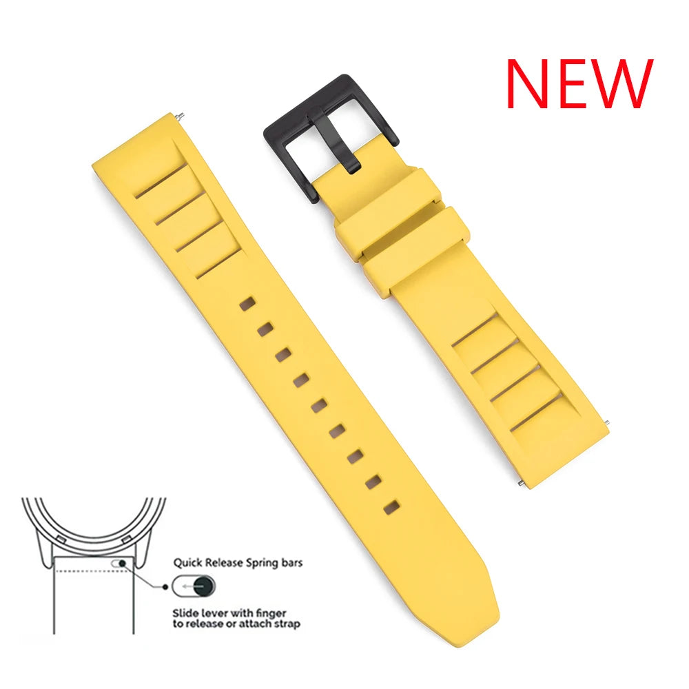 Premium Grade Fluoro Rubber Watch Strap 20mm 22mm For New FKM Watch Bands Diving Bracelet Quick Release Wrist Belt Accessories