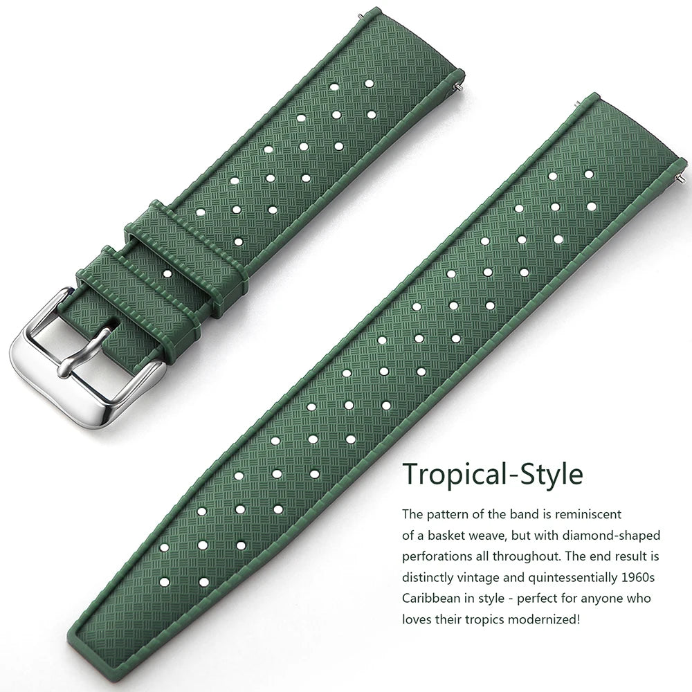 Tropical Silicone Watch Band 18–22mm (Quick Release)
