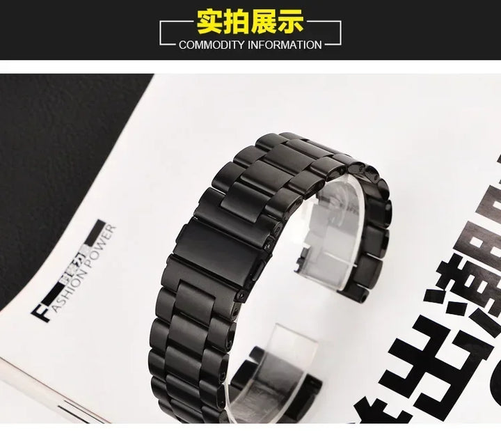 Full Stainless Steel Watch Band 18–24mm for Samsung Gear & Huawei GT