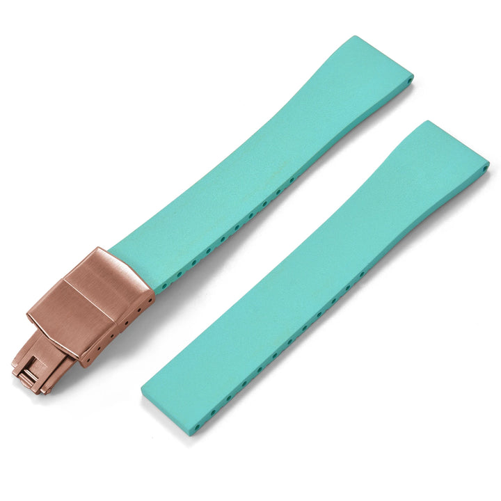 JUELONG CTS FKM Rubber Watch Strap 16–22mm Quick Release with Rose Gold Butterfly Buckle