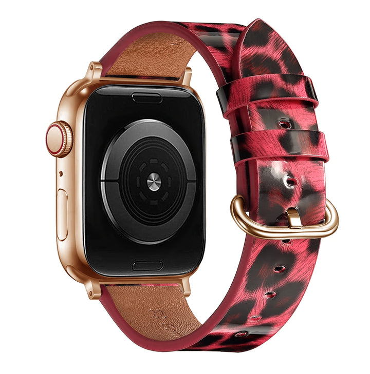 Leopard Leather Apple Watch Band for Women 38–49mm