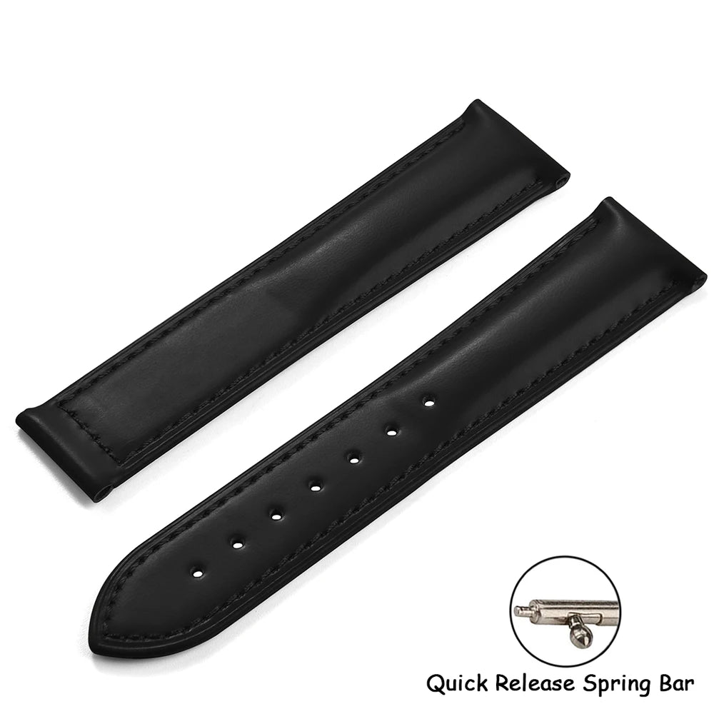 Cowhide Leather Strap Folding Buckle 19mm 20mm 21mm 22mm for Omega Seamaster Universal Leather Watch Band Watch Accessories Men