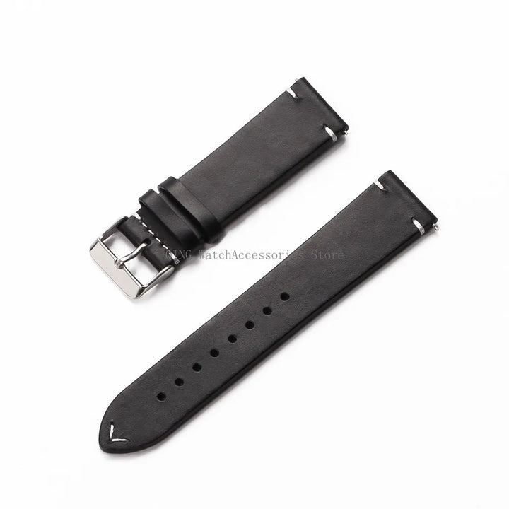 Title: Vintage Oil Wax Leather Watch Band 18–22mm (Quick Release, Unisex)