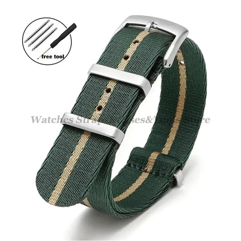 Nylon Watch Strap for Omega 007 for Seamaster 300 Canvas Watchband 18mm 20mm 22mm 24mm for Seiko Men Sport Bracelet Wrist Band