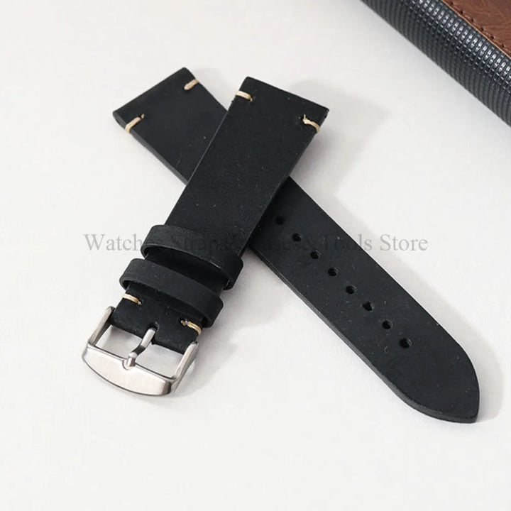 Crazy Horse Leather Retro Watchband 18mm 20mm 21mm 22mm for Seiko for Rolex Men Women Bracelet for Samsung Galaxy Watch 3/4/5/6