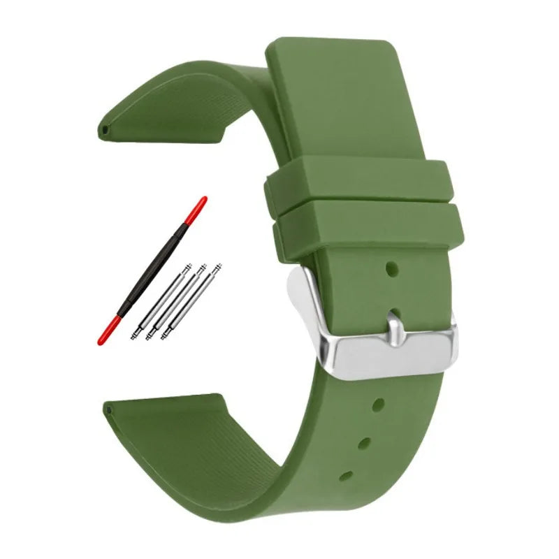 Silicone Watch Strap – 12–24mm, Soft Rubber for Seiko & Huawei GT Series