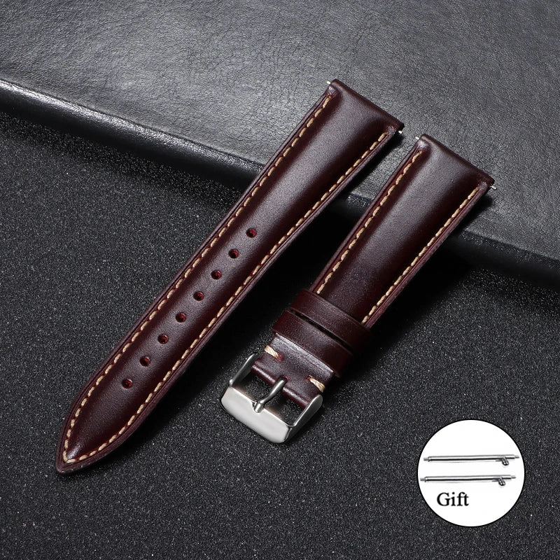 Vintage Oil Wax Leather Watch Strap – Brown Cowhide (18-22mm)