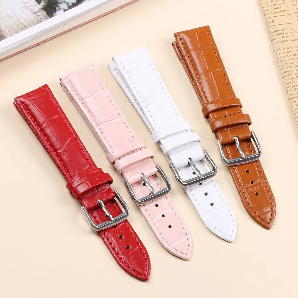Watch Band Crocodile Pattern Leather Strap 16mm 18mm 20mm 22mm 23mm 24mm Women Mens Replacement Universal Bracelet