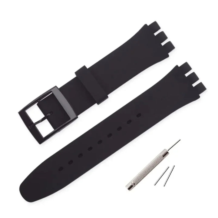 Colorful Silicone Rubber Watch Strap for Swatch (16–20mm)