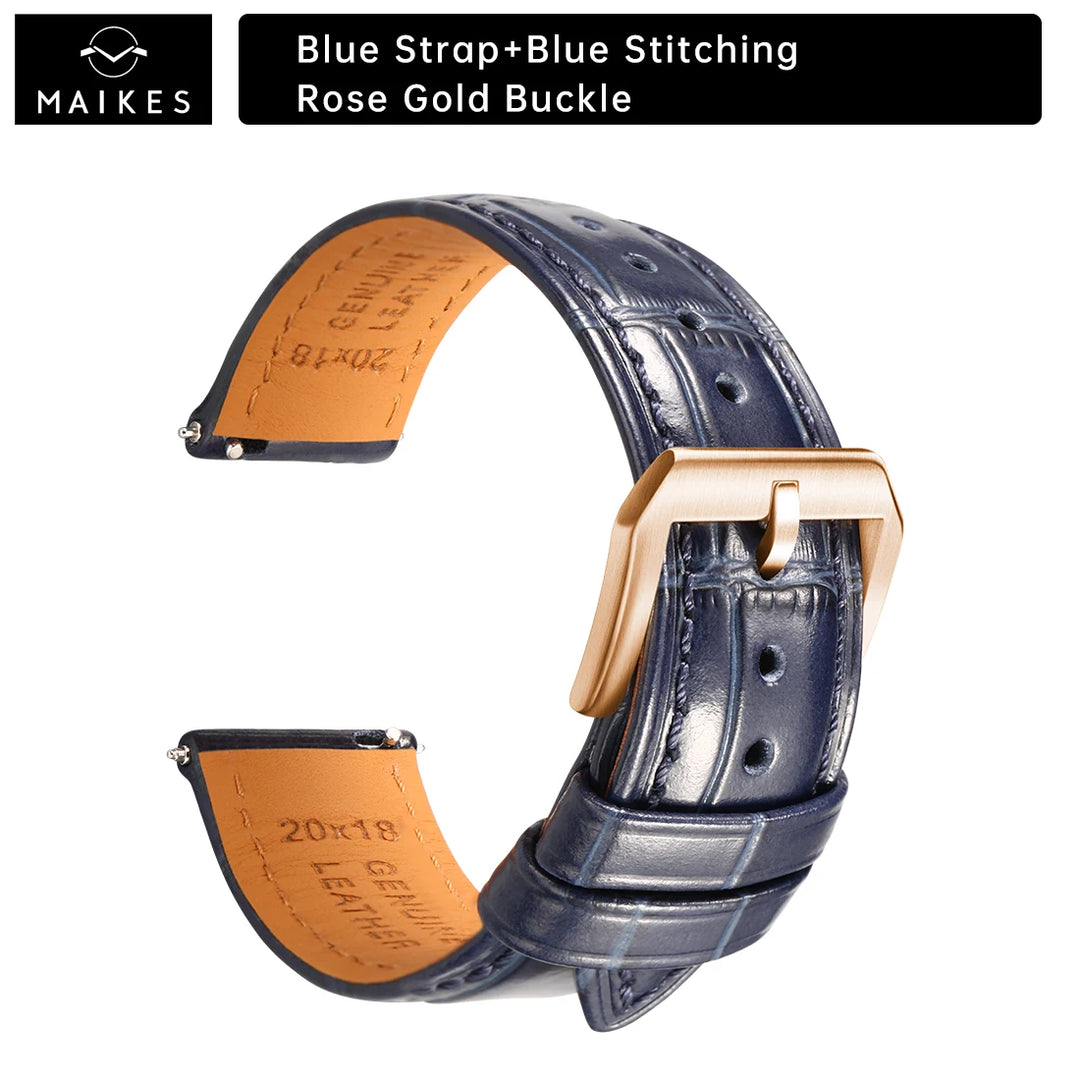 MAIKES Luxury Leather Watch Strap Quick Release Accessories For Rolex Omega IWC Watchbands Green 19mm 20mm 21mm 22mm Watch Band