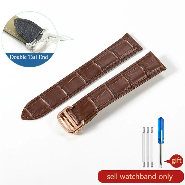 Genuine Leather Cartier Tank Solo Watch Strap 17–25mm (Brown & Black,
