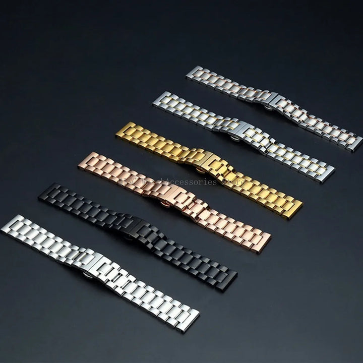Curved End Solid Stainless Steel Watch Strap – Universal with Butterfly Buckle