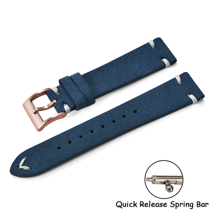 Vintage Suede Leather Quick Release Watch Strap – 20/22mm Brown/Grey