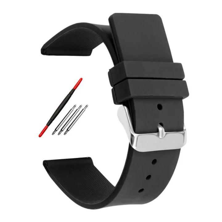 Silicone Watch Strap – 12–24mm, Soft Rubber for Seiko & Huawei GT Series