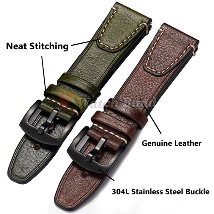 Retro Genuine Leather Watch Strap – 18-22mm for Seiko SNXS79 & Rolex Oyster