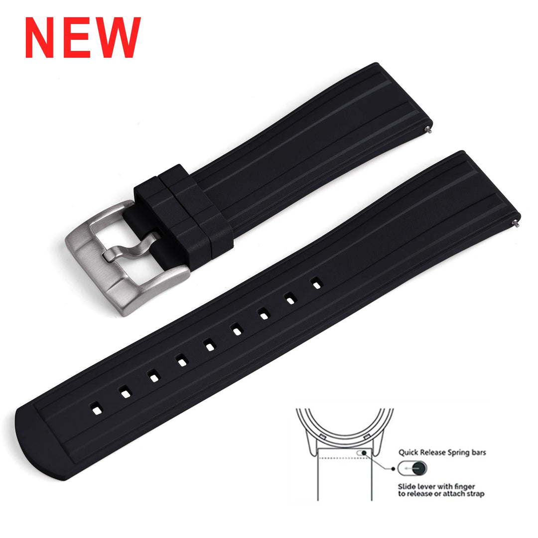 Original New Design Frosted Grain HNBR Rubber Watch Strap 20mm 22mm Locking Feature Quick Release Diving OSAND Rubber Watch Band
