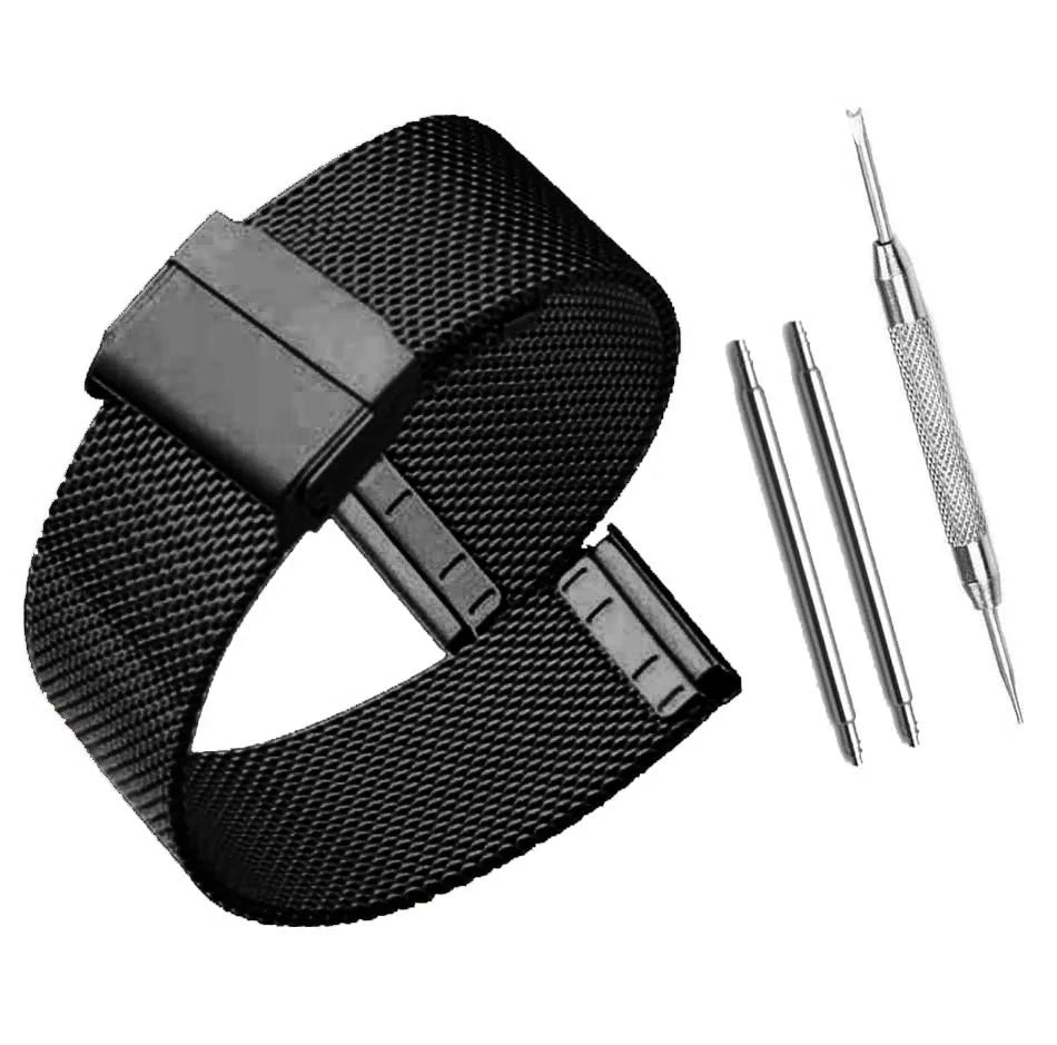 Universal Milanese Stainless Steel Watch Strap (12–24mm)