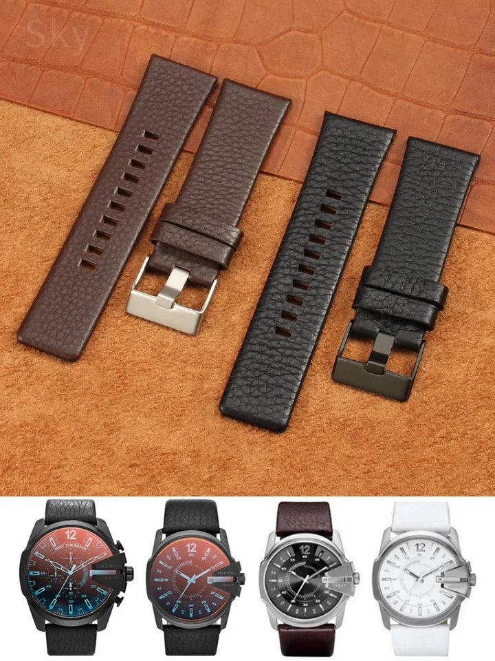 Genuine Leather Diesel Watch Strap 26–28mm (Waterproof Litchi Pattern)