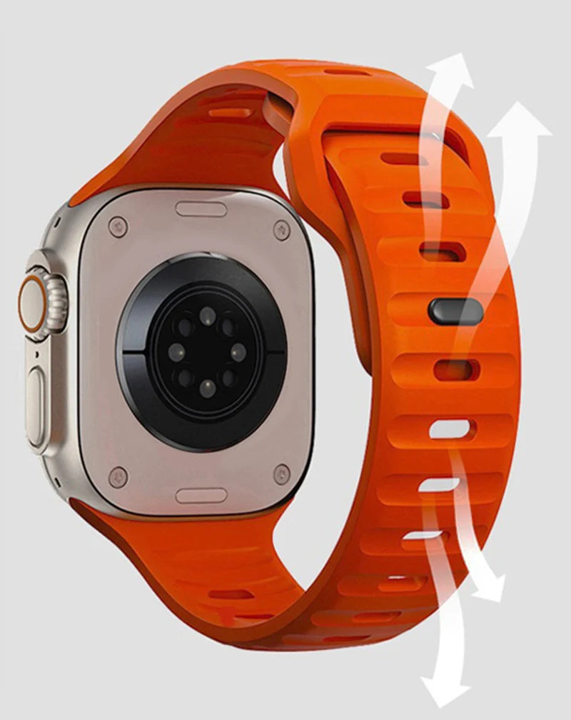 Silicone Rubber Apple Watch Band 38–49mm for iWatch Series 3–8 & Ultra