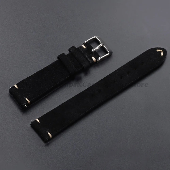Vintage Suede Leather Watch Band 14–22mm for Omega & Seiko (Handmade,