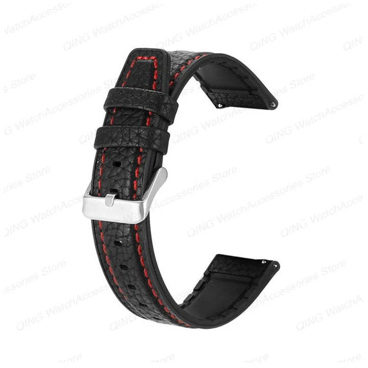 Silicone Leather Quick‑Release Watch Strap – 18/20/22mm, Waterproof for