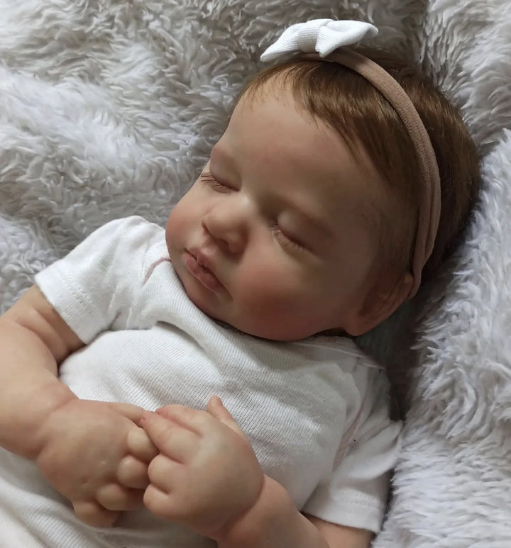 19″ Loulou Finished Reborn Baby Doll – Realistic Vinyl/Cloth Body, Hand‑Rooted Hair & 3D Veins