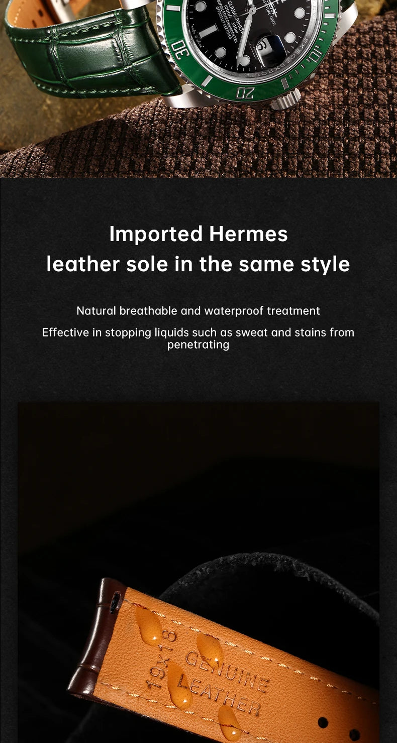 MAIKES Luxury Leather Watch Strap Quick Release Accessories For Rolex Omega IWC Watchbands Green 19mm 20mm 21mm 22mm Watch Band