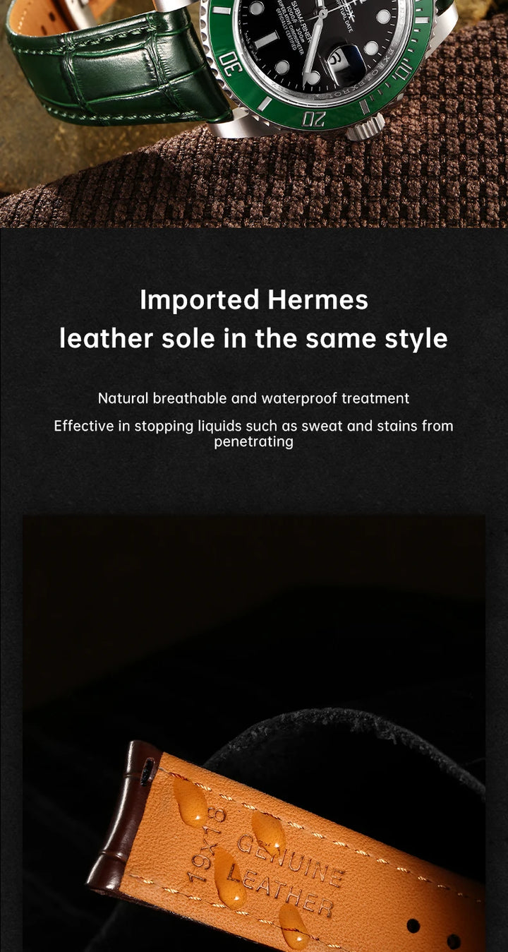 MAIKES Luxury Leather Watch Strap Quick Release Accessories For Rolex Omega IWC Watchbands Green 19mm 20mm 21mm 22mm Watch Band