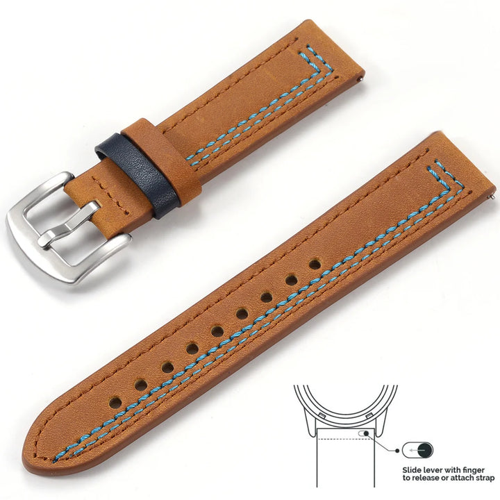 op Grain Genuine Leather Watch Band 20mm 22mm (Quick Release)
