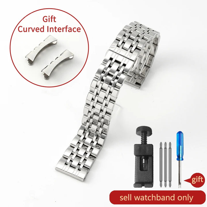 Stainless Steel Watch Strap for Tissot – 14–20mm, Silver & Rose Gold