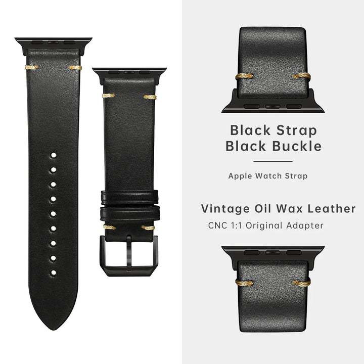 Leather Watch Band for Apple Watch, Ultra 49mm, Series 10 9, 8, 7, SE, 45mm, 44mm, 41mm, 40mm, Vegetable Tanned Leather Strap