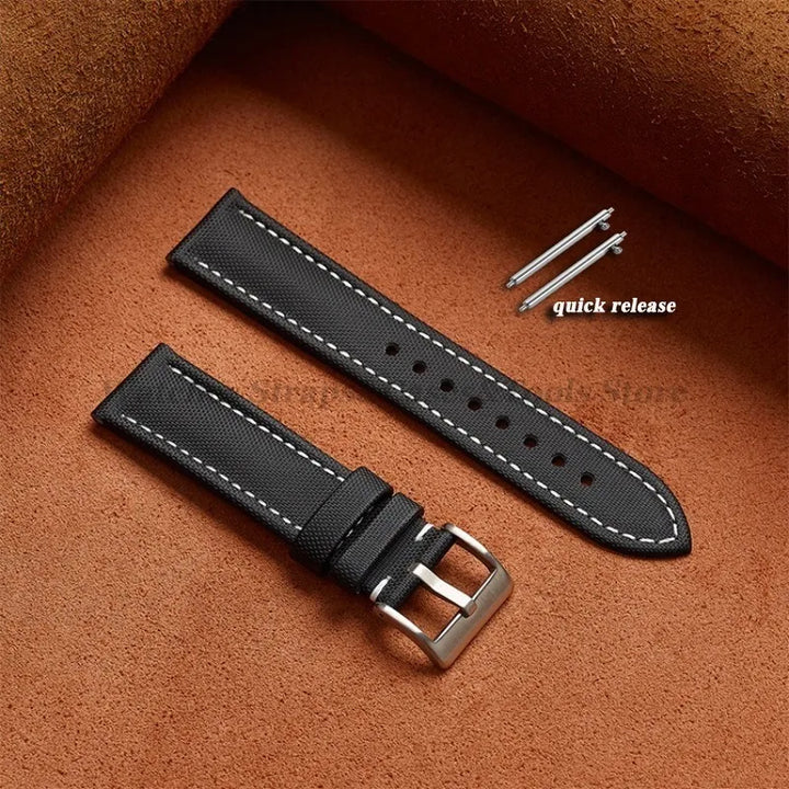 18mm 19mm 20mm 21mm 22mm Premium Sailcloth Watch Band for Omega for Seiko Divers Stitching Quick Release Army Green Sport Straps