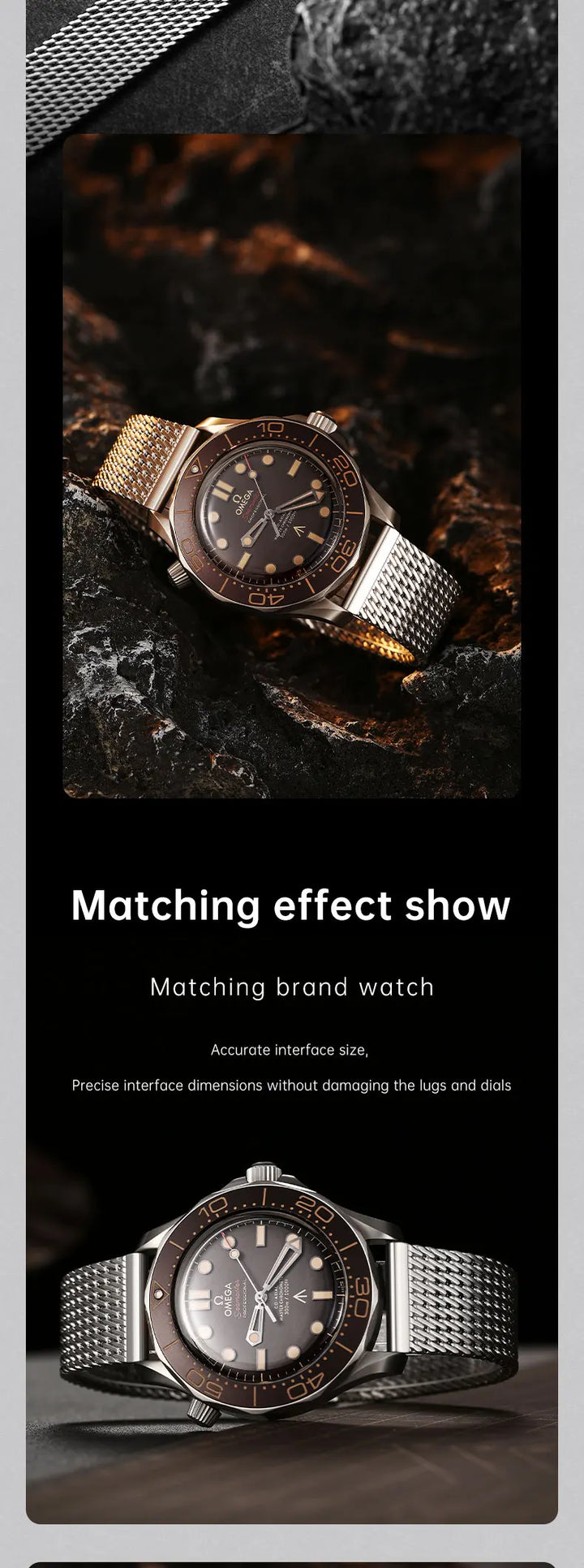 Luxury 316L Stainless Steel Brushed Watch Band, Milanese Mesh Watch Strap, For Rolex IWC OMEGA Watch Accessories