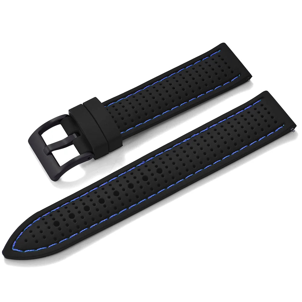 JUELONG Premium Porous Design Soft Rubber Watch Strap Perfect Fit Flat End Universal Quick Release Watch Strap 18mm 20mm 22mm