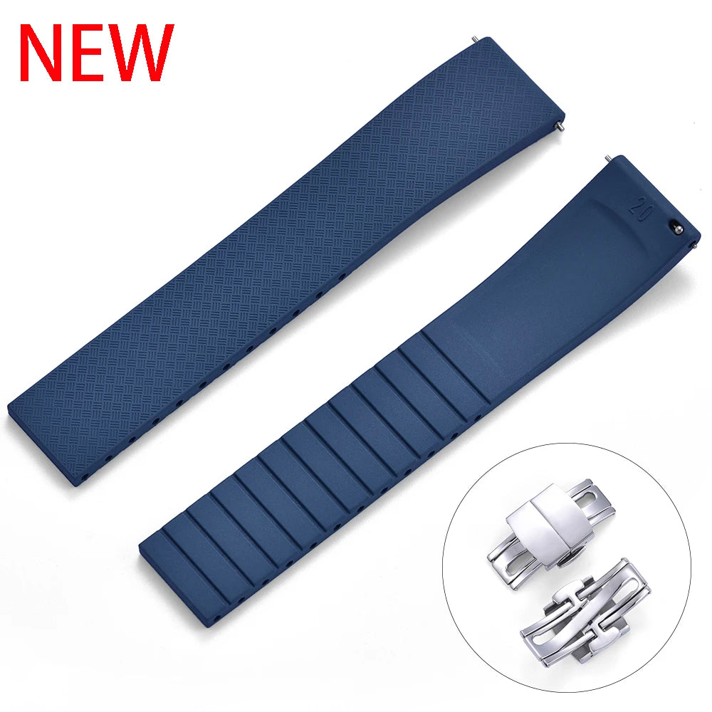 High-Quality CTS FKM Rubber Watch Strap – 18–22mm Quick Release with Spring Clasp, Diver Colors