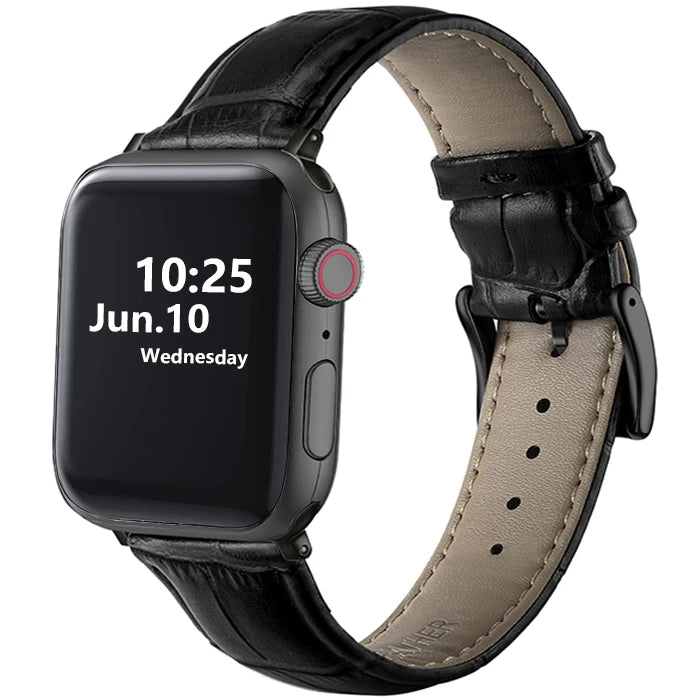 Leather Apple Watch Band (38/42mm, Series 3–6/SE Compatible)