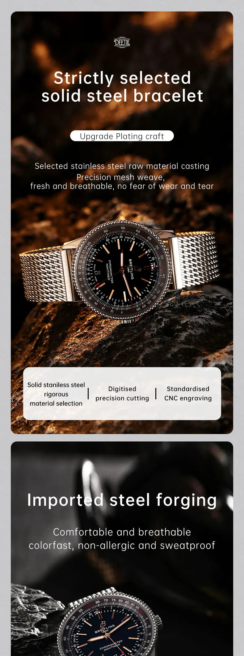 Luxury 316L Stainless Steel Brushed Watch Band, Milanese Mesh Watch Strap, For Rolex IWC OMEGA Watch Accessories