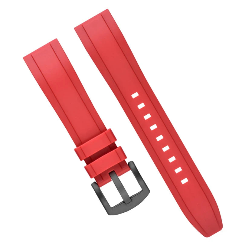 Silicone Sport Watch Strap – 20–24mm Quick-Release (Black/Green)