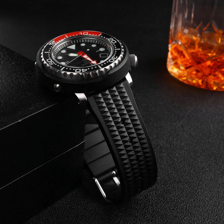 Premium Rubber Watch Band for Seiko Fast Release Soft Universal Flat-end 20MM 22MM Rubber Strap Replacement for 7.3inch Wrist