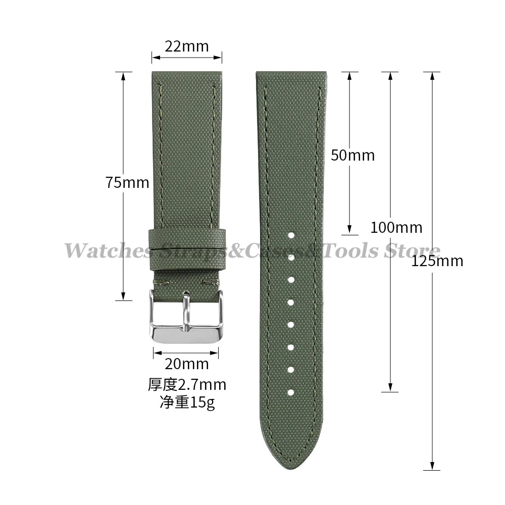 20mm 22mm Sailcloth Nylon Watchband for Samsung Galaxy Watch8/7/6/5 Watch Men Women Quick Release Leather Waterproof Watch Strap