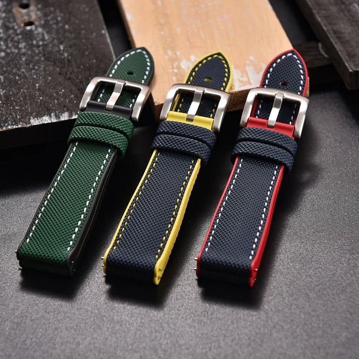 For Longine Seiko Water Ghost Hamilton Series Nylon FKM Rubber Bottom Watch Strap 18-20-22-24mm Strap Soft Waterproof Wrist Band