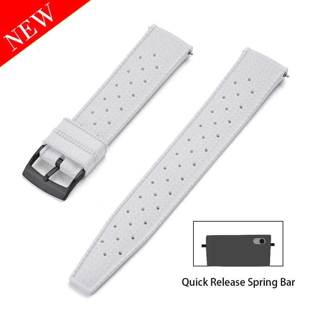 Premium Tropical FKM Rubber Straps 18mm 19mm 20mm 21mm 22mm 23mm 24mm Quick Release Perfect Fit Flat End Universal Watch Strap