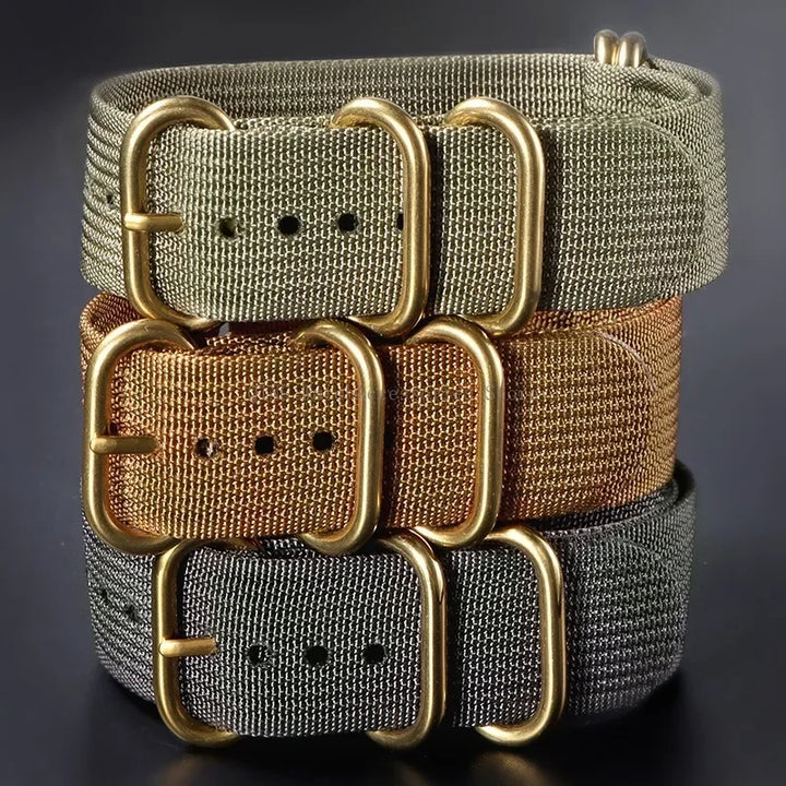 5-Ring Gold Buckle Nylon Watch Band