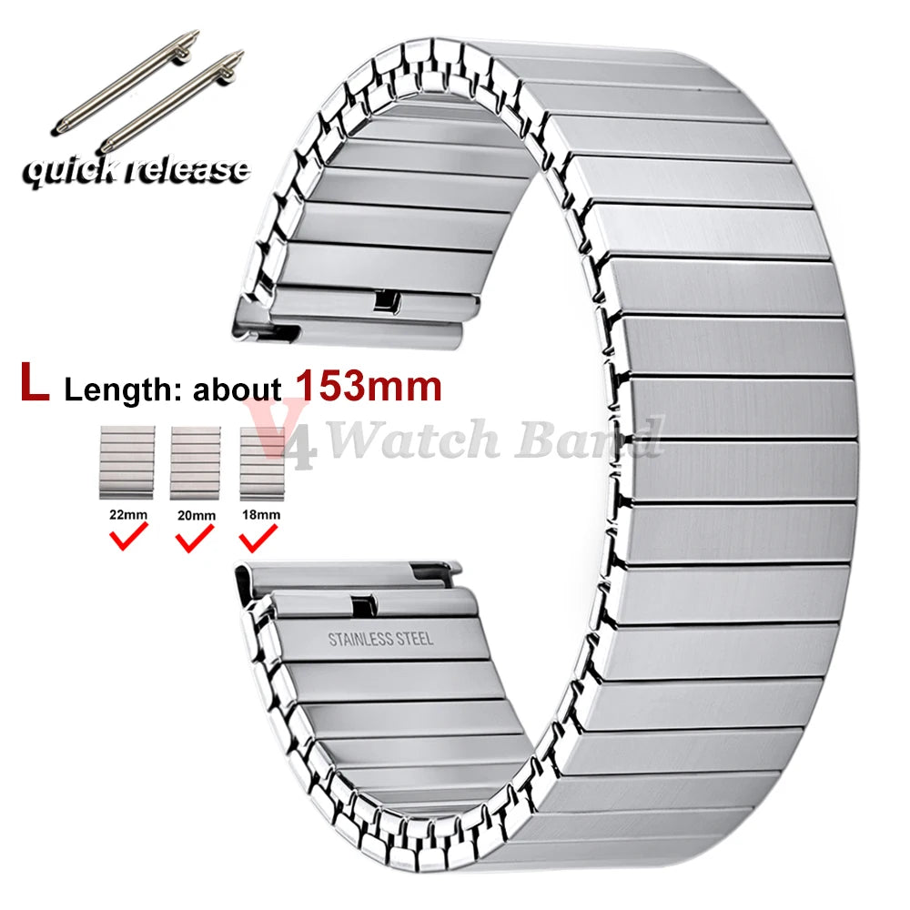 NEW Quick Release Stainless Steel Elastic Stretch Strap 14/16/18/20/22mm Watch Band Accessories Bracelet Metal Expansion Straps