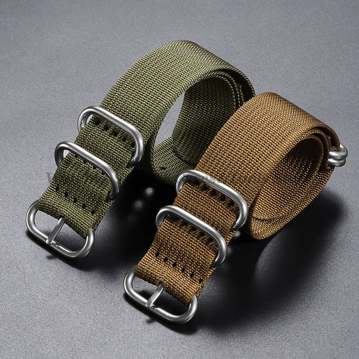 Sailcloth Nylon Watch Strap with Ring Buckle (18–24mm)