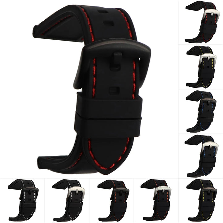 Waterproof Silicone Rubber Watch Strap (20-26mm)