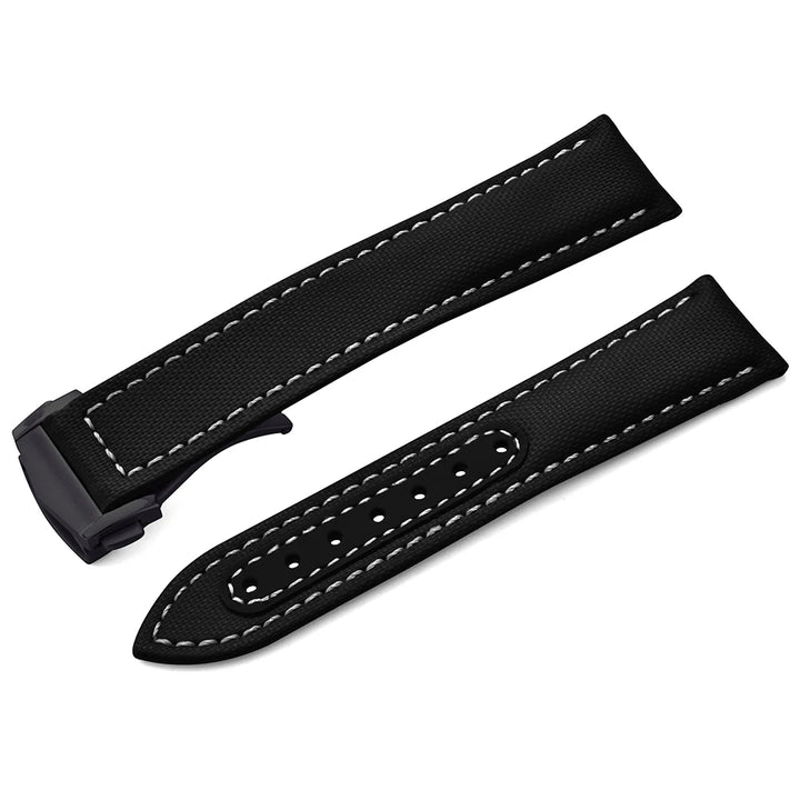 Sailcloth Nylon Watch Band 20mm 22mm Leather Sailcloth Strap For Omega Seamaster  Swatch Folding Buckle Band Universal Bracelet