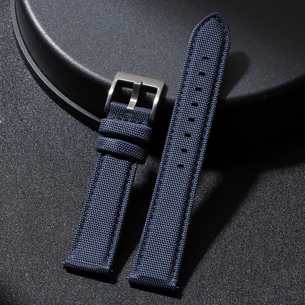Nylon & Leather Hybrid Watch Strap (20/22mm, Quick Release)
