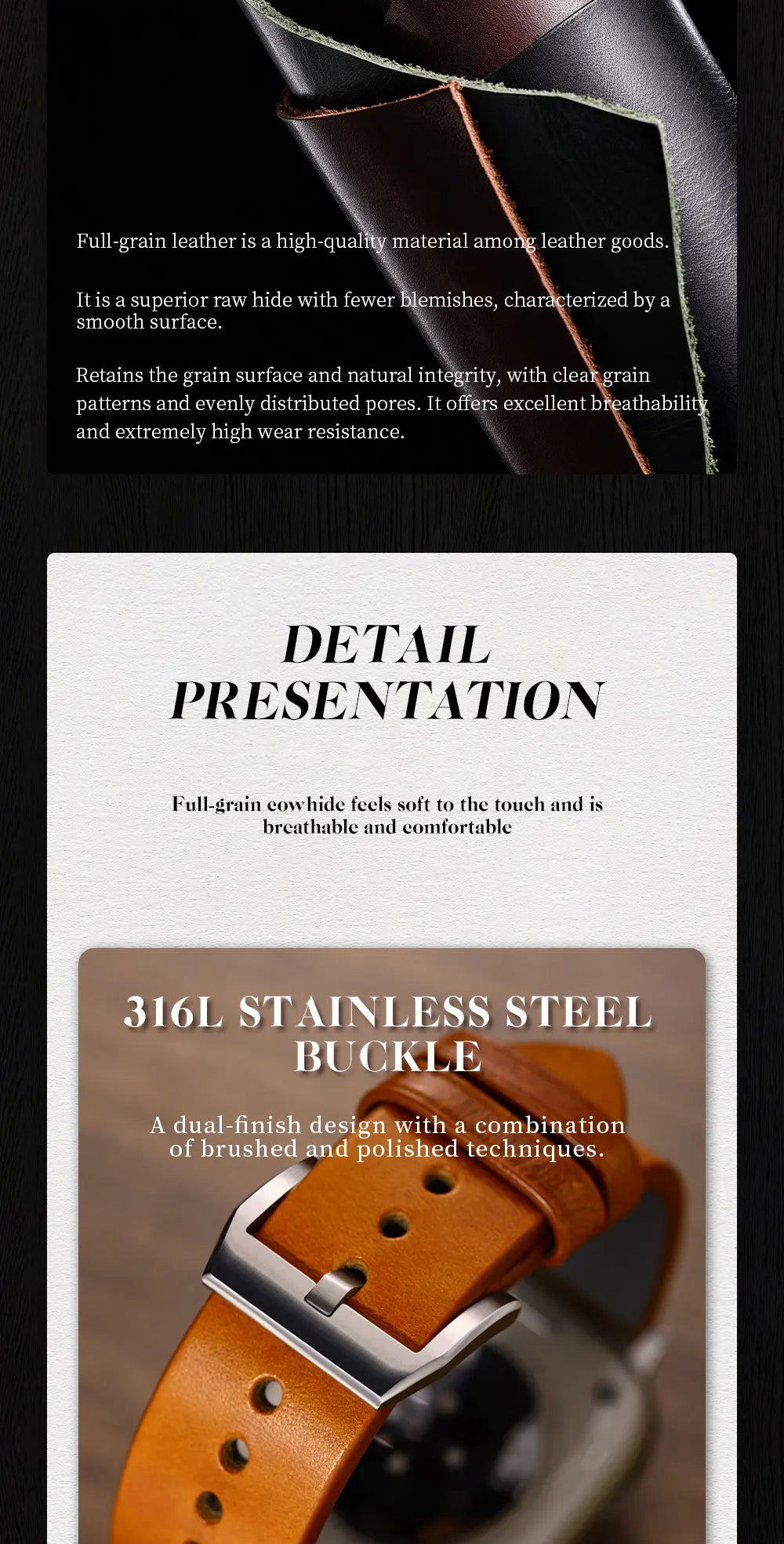 Bicolor Leather Apple Watch Band Series 10 & Ultra 41–49mm – MAIKES