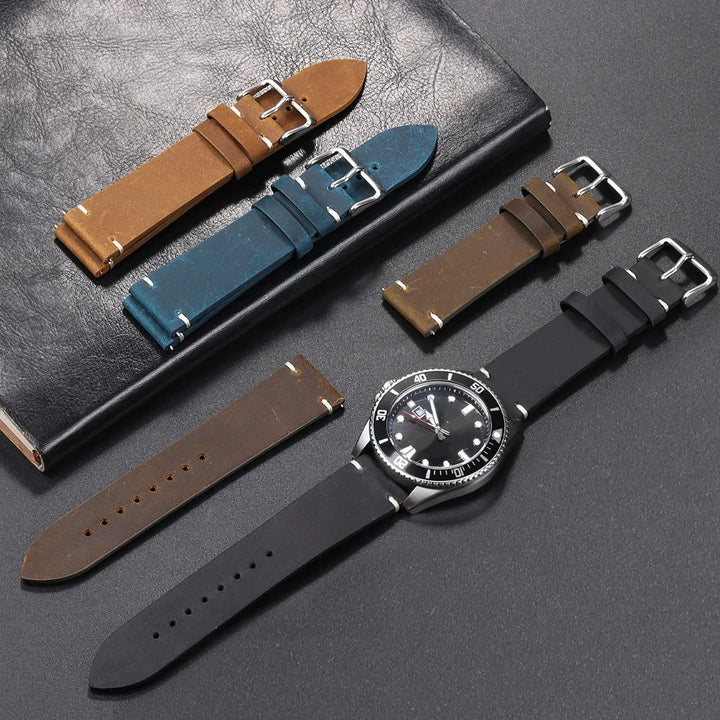 Calfskin Genuine Leather Watchbands Black Blue Watch Band 18mm 20mm 22mm 24mm Smartwatch Strap Dark Brown Watches Accessories
